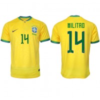 Brasilien Eder Militao #14 Fußballbekleidung Heimtrikot WM 2022 Kurzarm